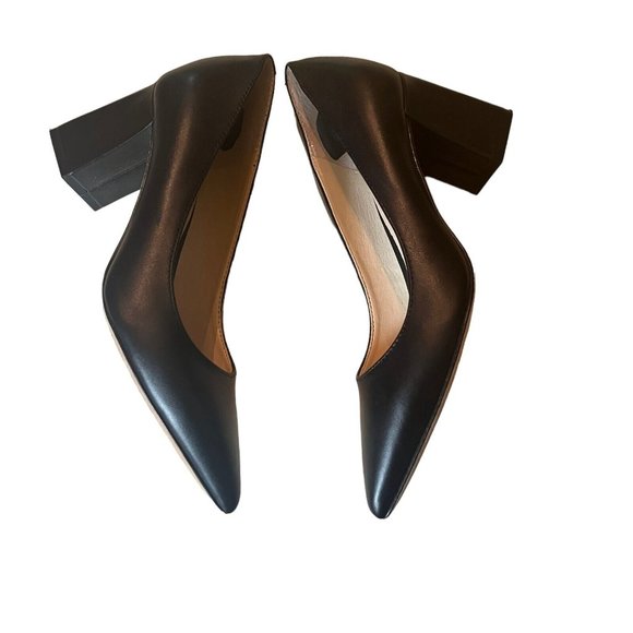 Marc Fisher Viviene Block Heel Slip On Dress Pumps Leather Classic Black Size 5M - Picture 4 of 10